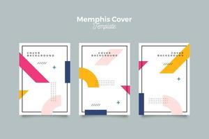 conjunto de plantillas de diseño de portada geométrica colorida de memphis vector