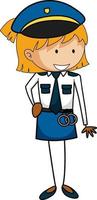 A police officer doodle cartoon character isolated vector