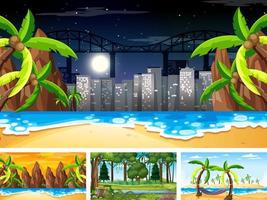 Set of different nature horizontal scenes vector