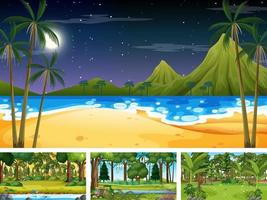 Set of different nature horizontal scenes vector