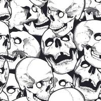 Monochrome Seamless Pattern With Skulls vector