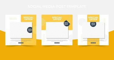 Set of Editable minimal square banner template. social media post and web internet ads with photo collage. vector