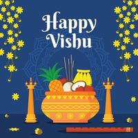 Happy Vishu in Flat Design vector