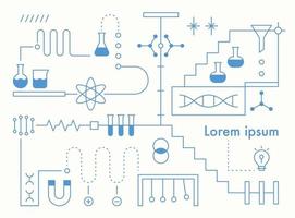 Science experiment organization structure, line infographic design. Simple pattern design template. vector