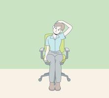 A office woman is stretching vector