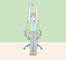A office woman is stretching vector