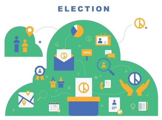 Poster banner of election icons.