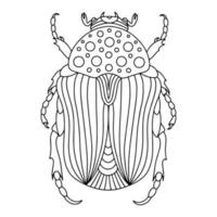Alpine barbel beetle linear coloring book illustration vector