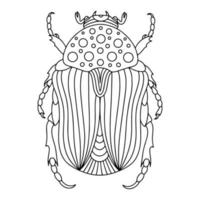 Alpine barbel beetle linear coloring book illustration vector