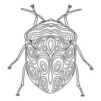 Bedbug linear coloring book illustration vector