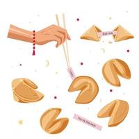 un conjunto de galletas de la fortuna chinas vector