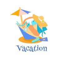 Beach bag with vacation objects vector