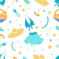 Seamless pattern of fashionable summer items vector