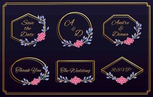 conjunto de logotipos florales de boda y monograma vector