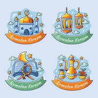 Cartoon of Ramadan Label Collection vector