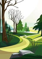 Spring forest with different tree vector
