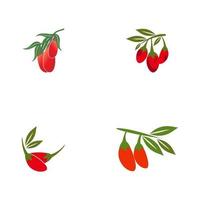 Set Goji berries logo. Isolated goji berries on white background vector