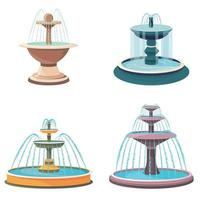 Set of different fountains. vector