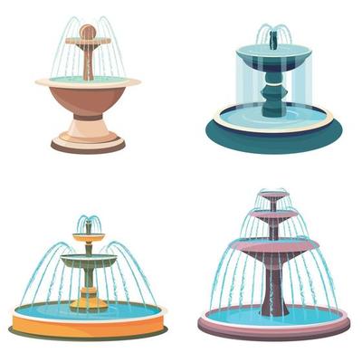 Set of different fountains.