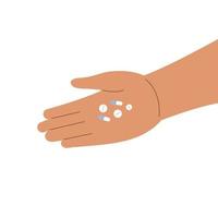 Ilustración plana de mano con pastillas vector