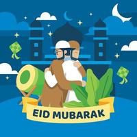 diseño de saludo eid mubarak vector