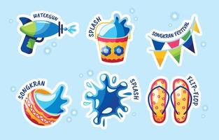 Songkran Sticker Collection vector