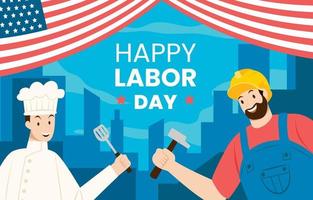 Labor Day Background with Building Silhouettes vector