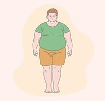 A fat man is standing. Hand drawn style vector design illustration.