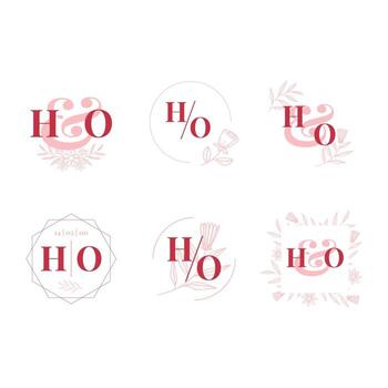 Wedding Monogram with Pink Color vector