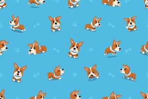 vector, caricatura, carácter, corgi, perro, seamless, patrón vector