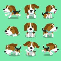 Cartoon character beagle dog poses vector