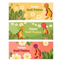 feliz banner de gudi padwa vector