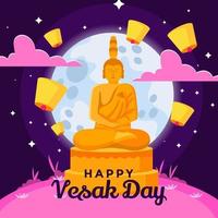 Meditating Buddha Statue Basked in Moonlight vector