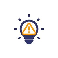 light bulb and warning icon vector