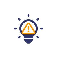 light bulb and warning icon vector