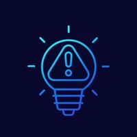 light bulb and warning line icon, vector