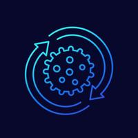 virus icon with arrows, line design vector