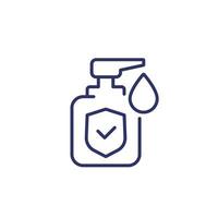 antiseptic, antibacterial gel, hand sanitizer line icon on white vector