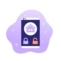 smart lock mobile app design, vector