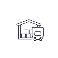 warehouse and truck line icon vector