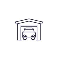 Garage icon on white, line vector