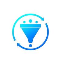 filtering icon with funnel, vector