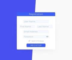 Register form, web page design vector