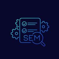 SEM icon, search engine marketing concept, linear vector