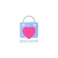 Shop logo with bag and heart vector