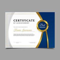 Modern Blue and Gold Certificate Template vector