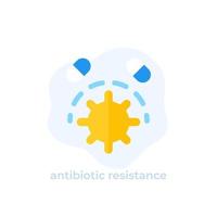 antibiotic resistance icon, flat vector