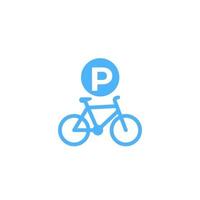 icono de estacionamiento de bicicletas en blanco vector