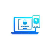 authentication in two steps vector icon