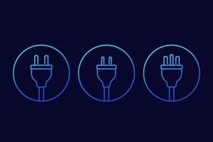 electric plugs icons, linear vector